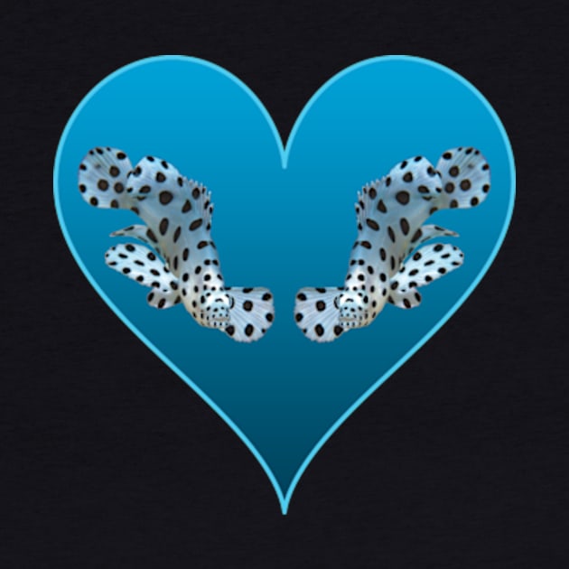 Cute motif of a fish | Small fish in a blue heart | by Ute-Niemann